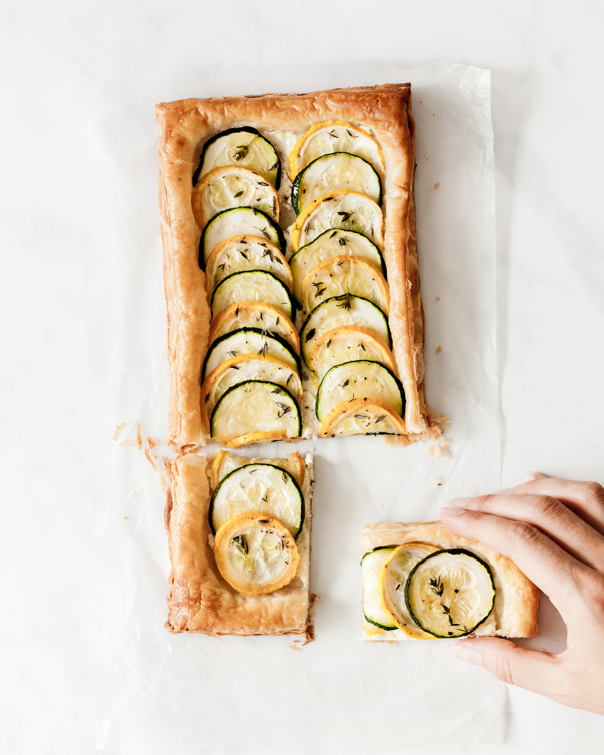 Zucchini, Ricotta & Thyme Puff Pastry Tart